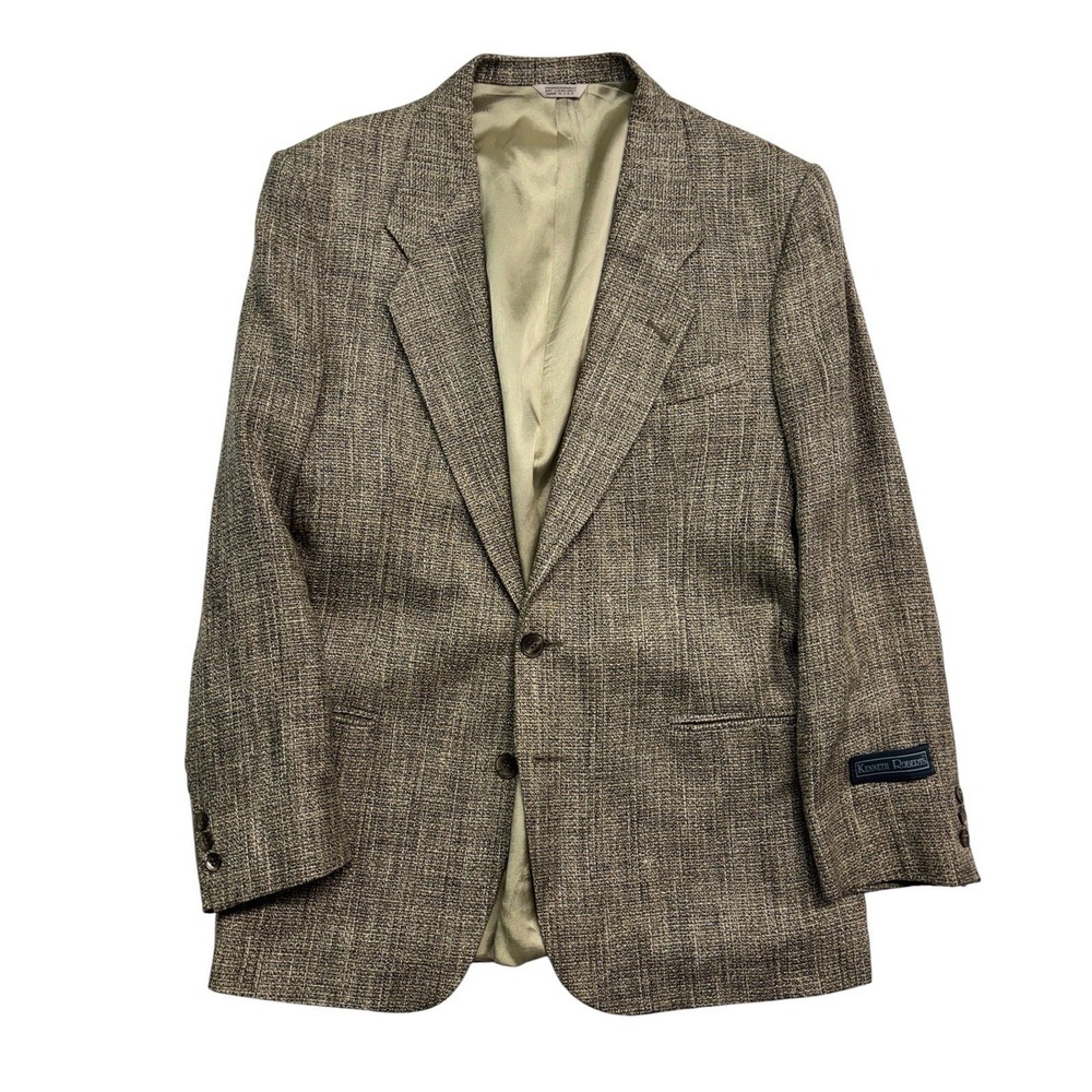 NEW vtg‎ 90s Kenneth Roberts 40R 41R Tan Silk Blazer Jacket Sport Suit Coat USA